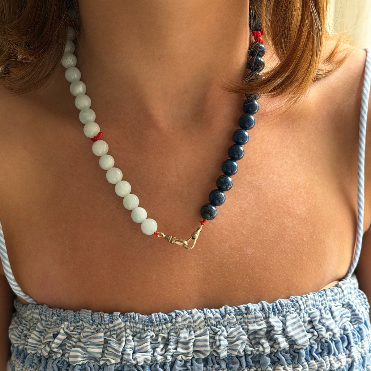 Lapis and Aquamarine Bead Necklace