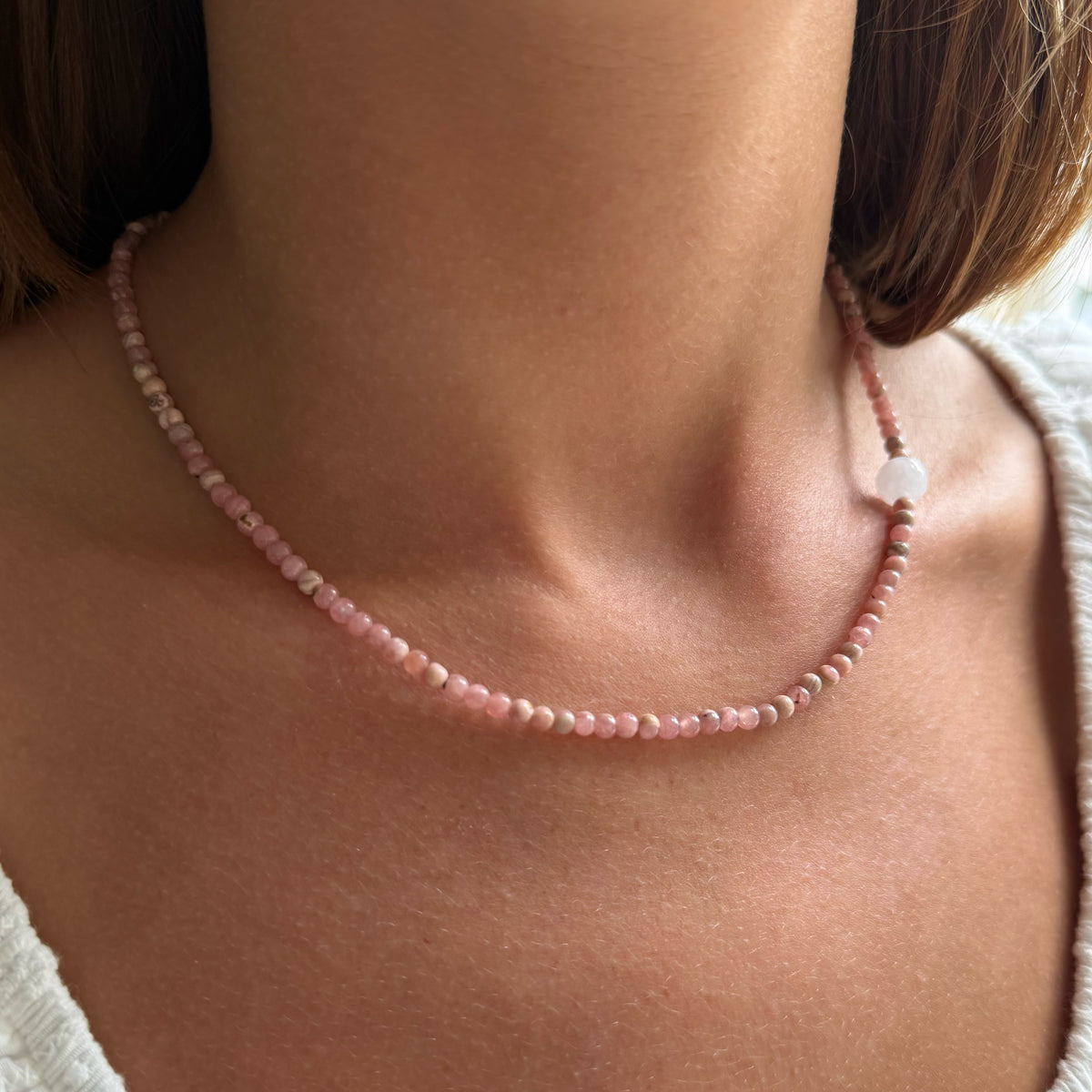 Pink Rhodochrosite & Moonstone Necklace