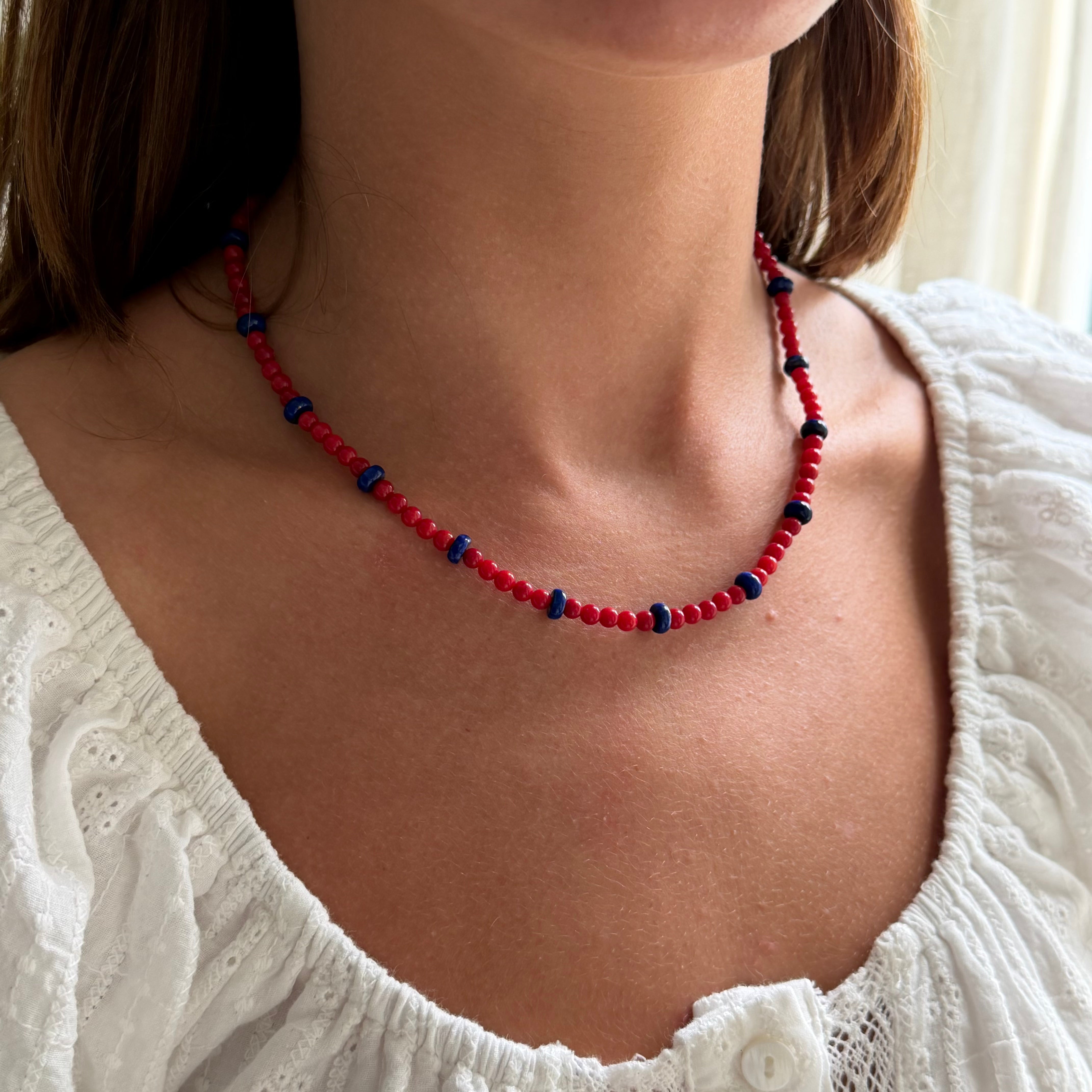 Coral & Lapis Necklace