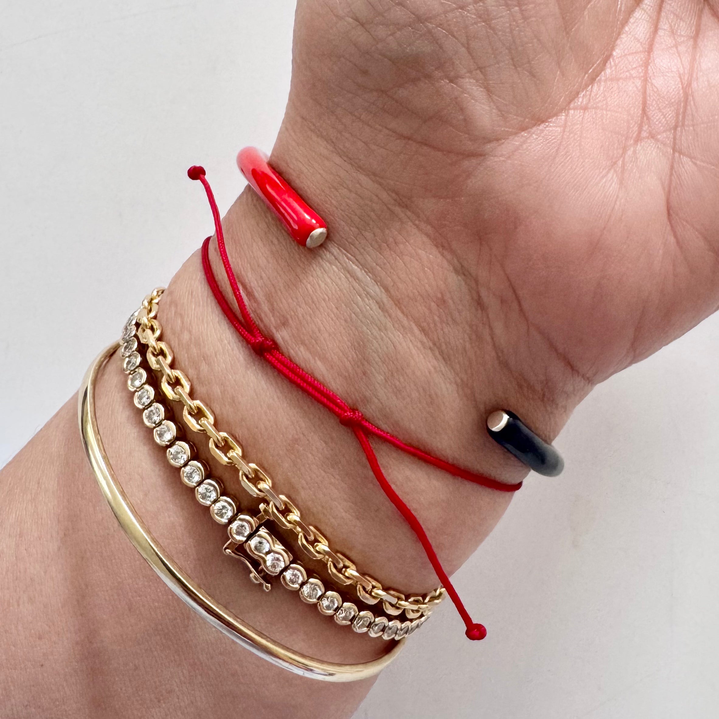 Red & Navy Round Enamel Cuff Bracelet