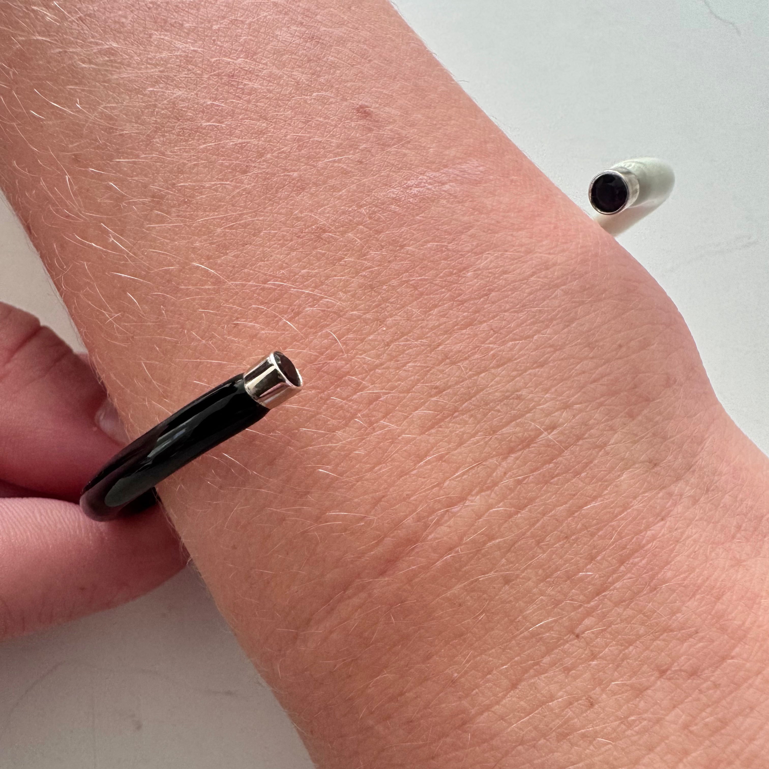 Black & White Round Enamel Cuff Bracelet