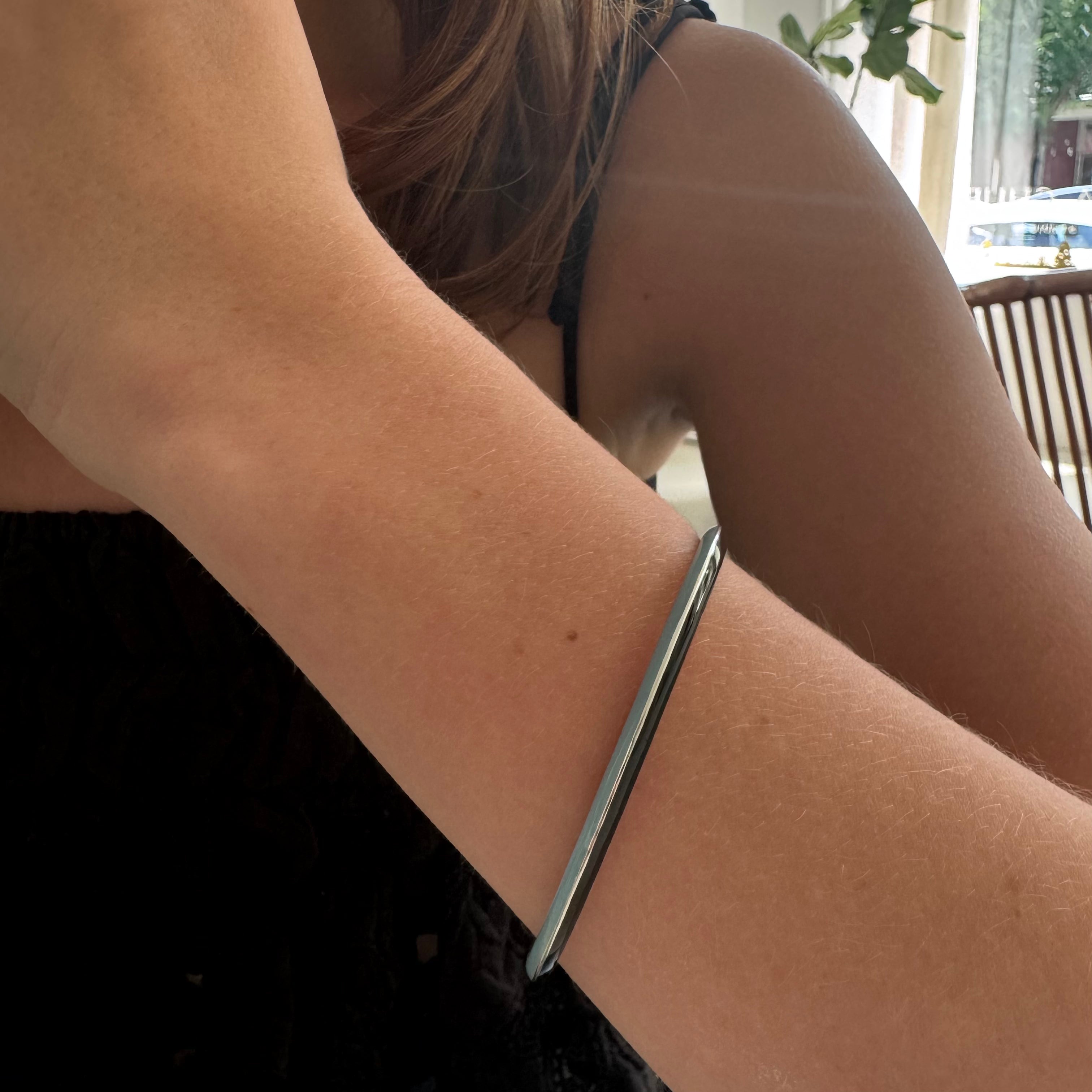 Black & Light Blue Enamel Knife Edge Cuff Bracelet