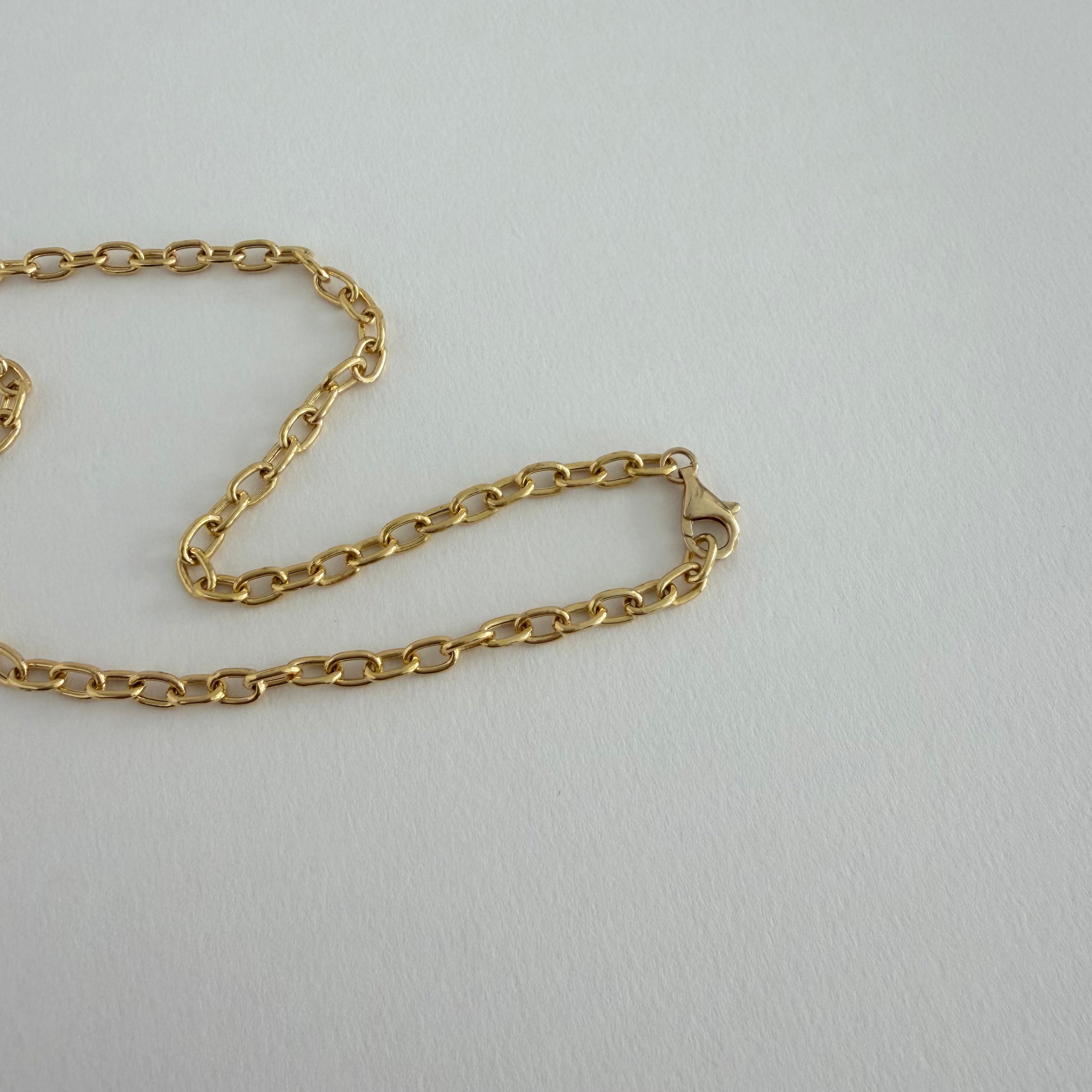 14K Semi-Solid Oval Link Necklace - 18.5 inch