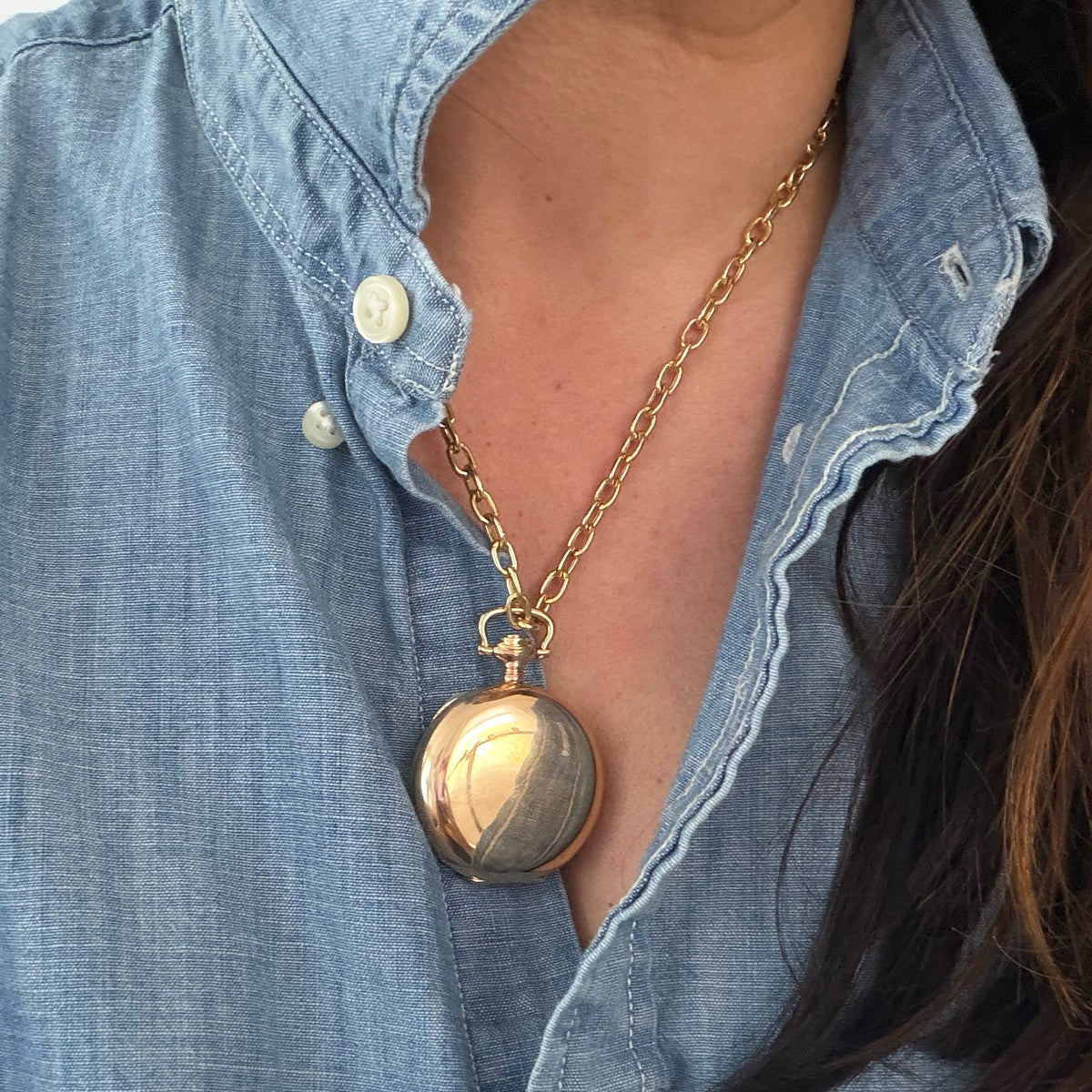 Gold Filled Pocket Watch Style Locket