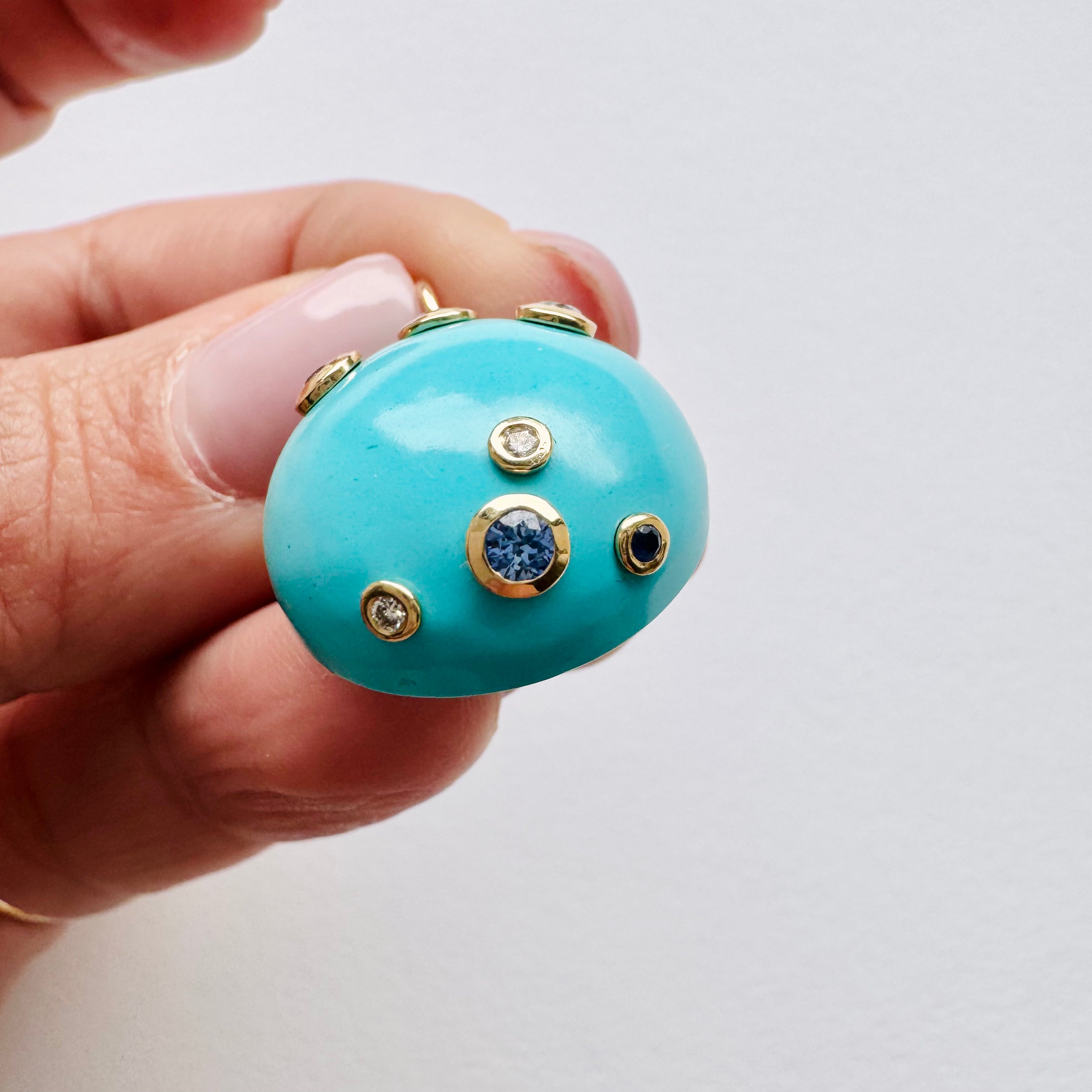 14K Turquoise with Sapphires Charm