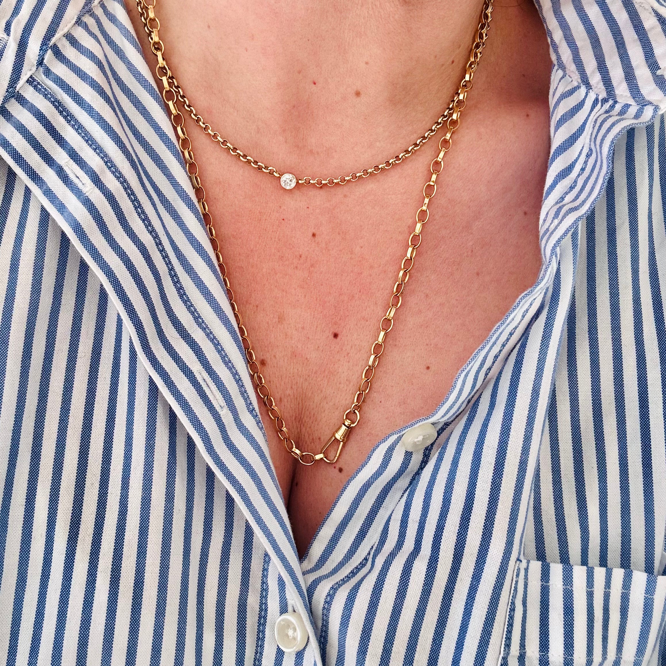 14K Double Clasp Belcher Rolo Chain