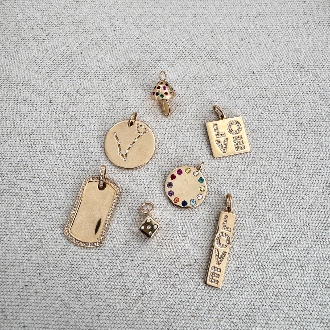 14K Diamond Dice Charm