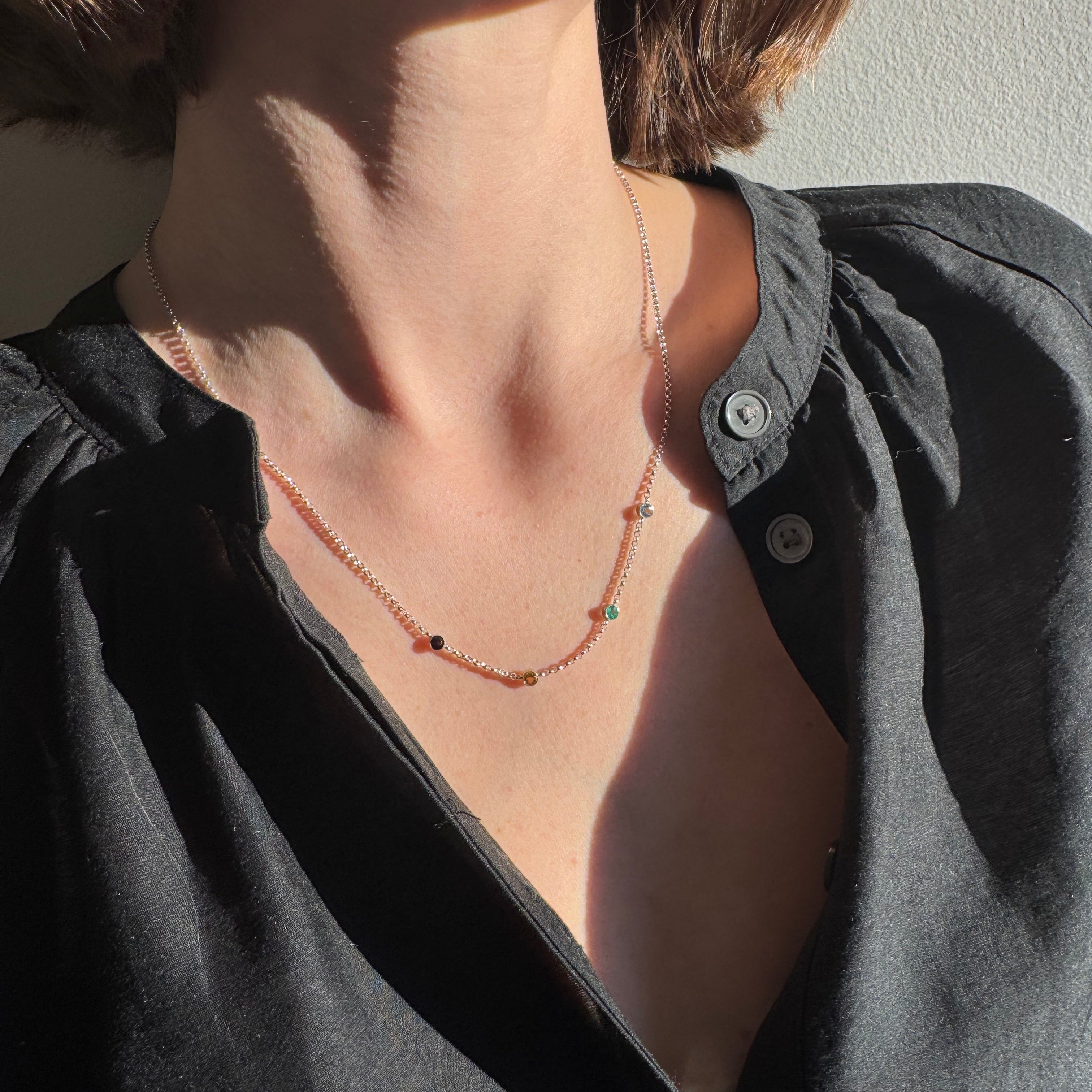 14K Gold Dainty Birthstone Necklace