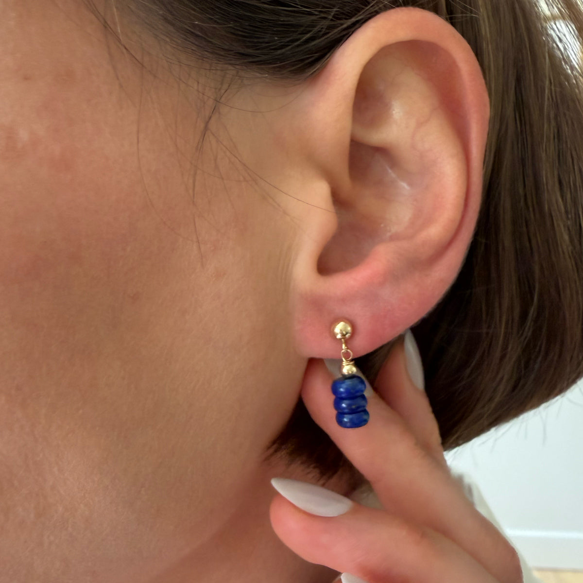14K Lapis Drop Earrings