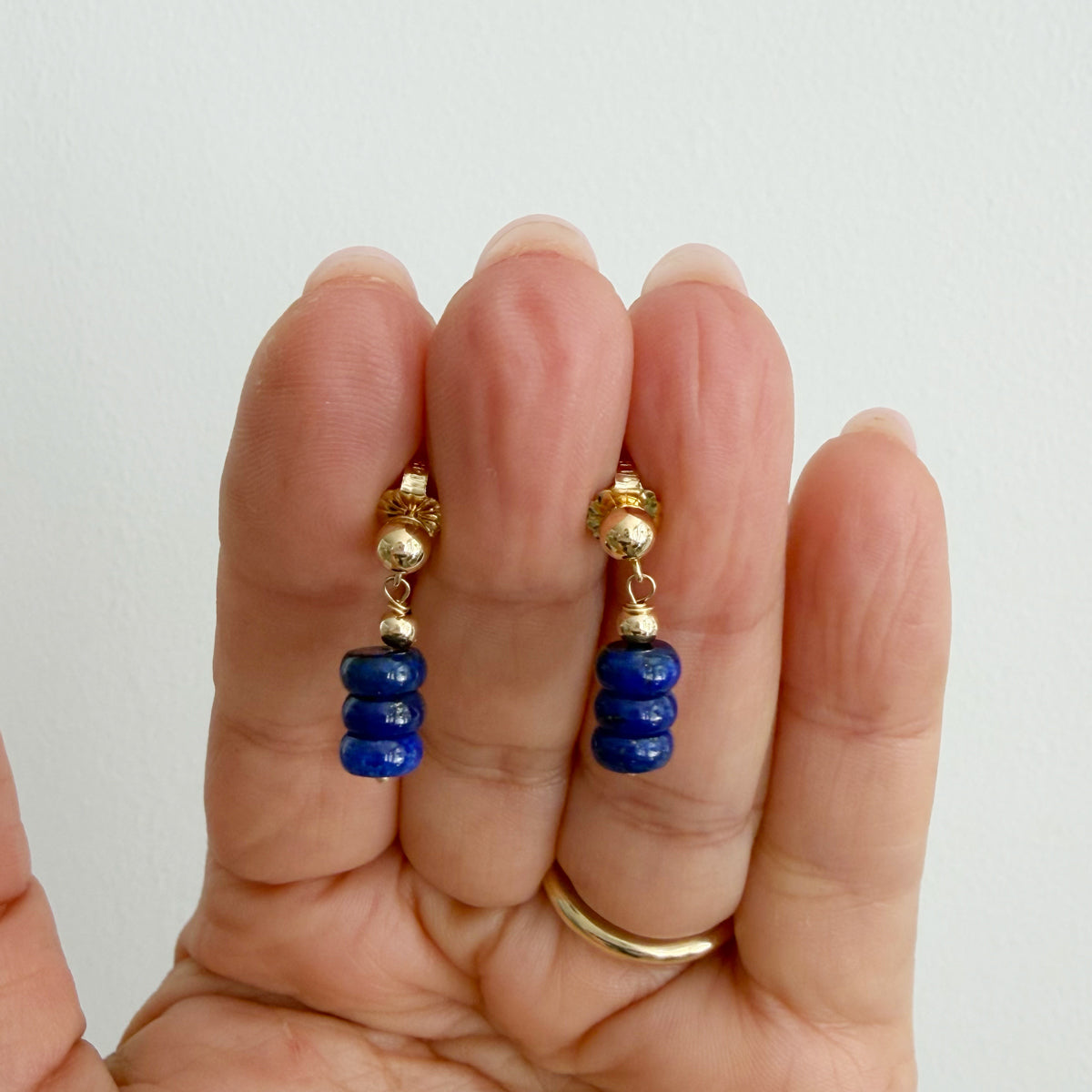 14K Lapis Drop Earrings