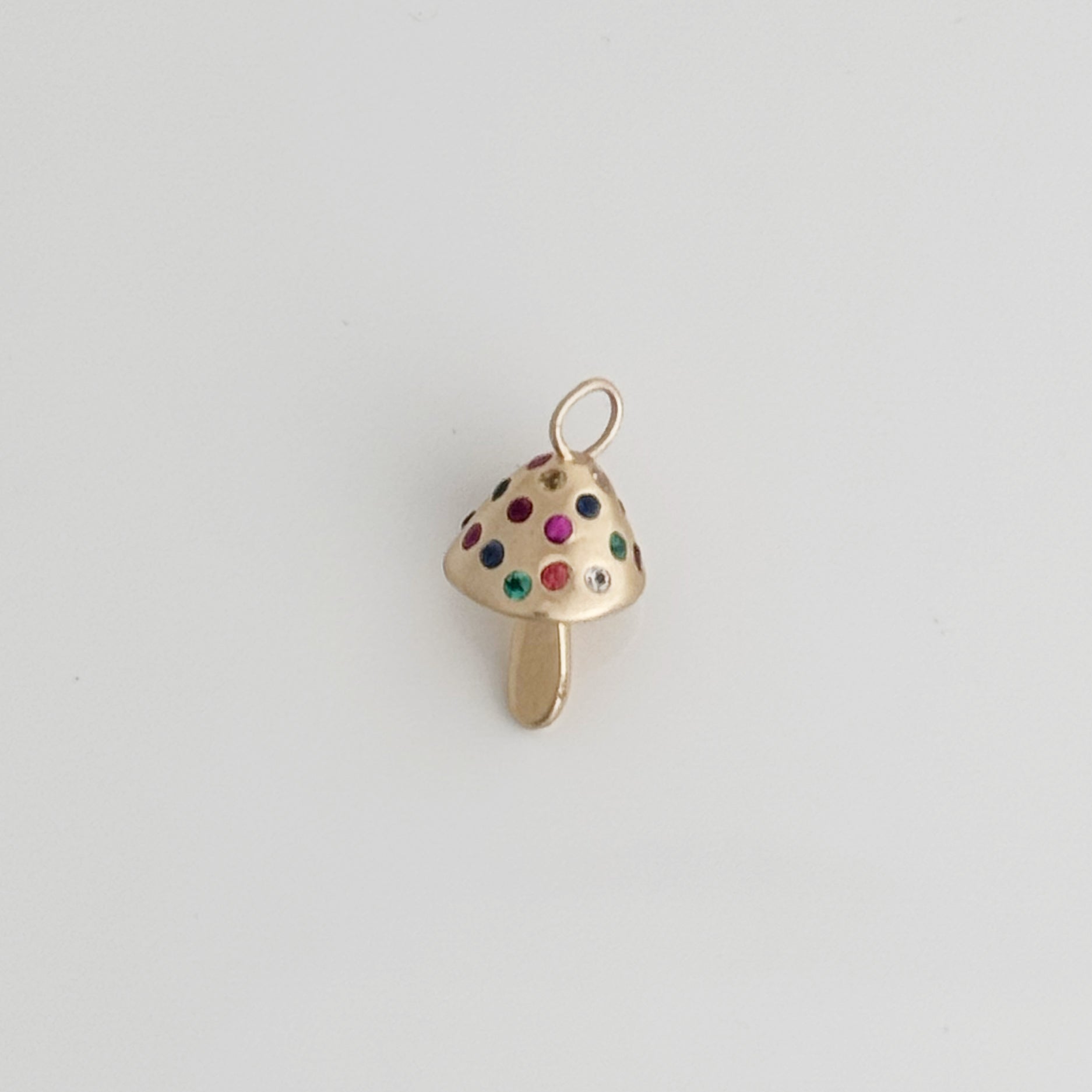 14K Gemstone Mushroom Charm