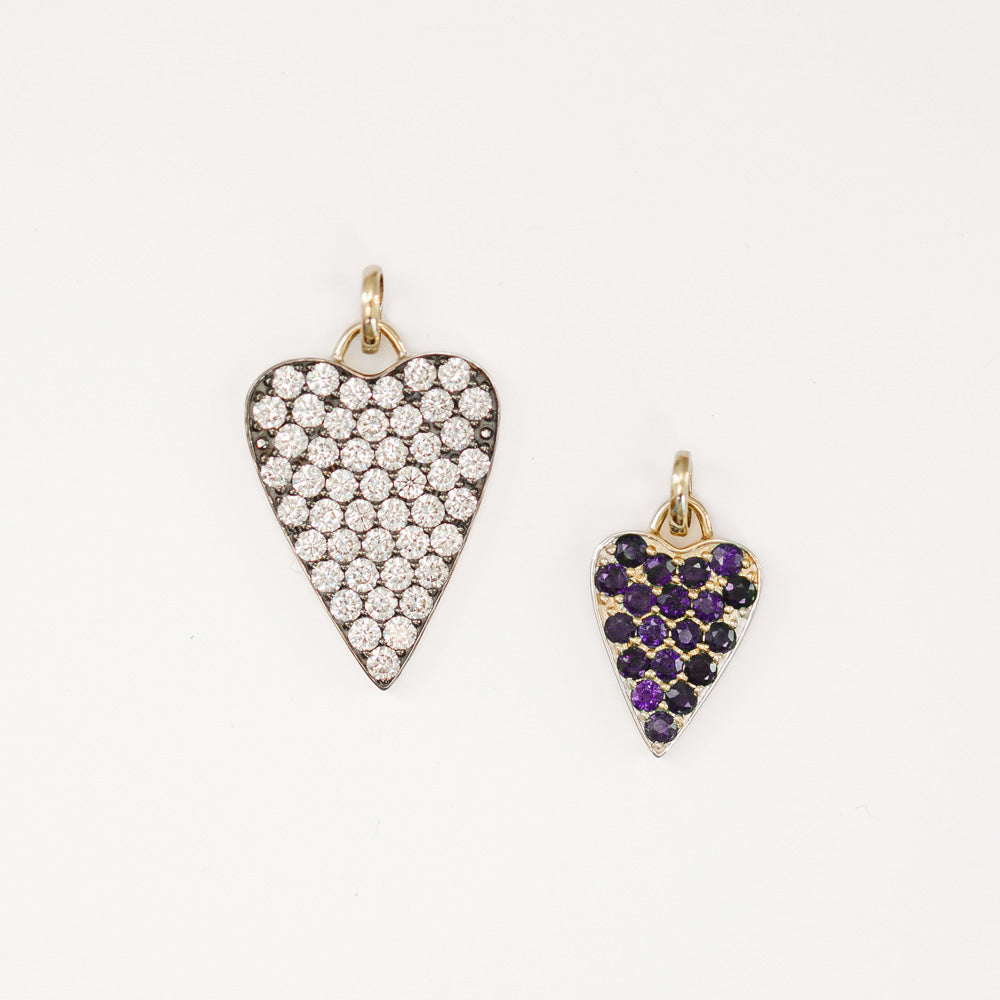 Lab-Grown Alexandrite Medium Elongated Pavé Heart Pendant