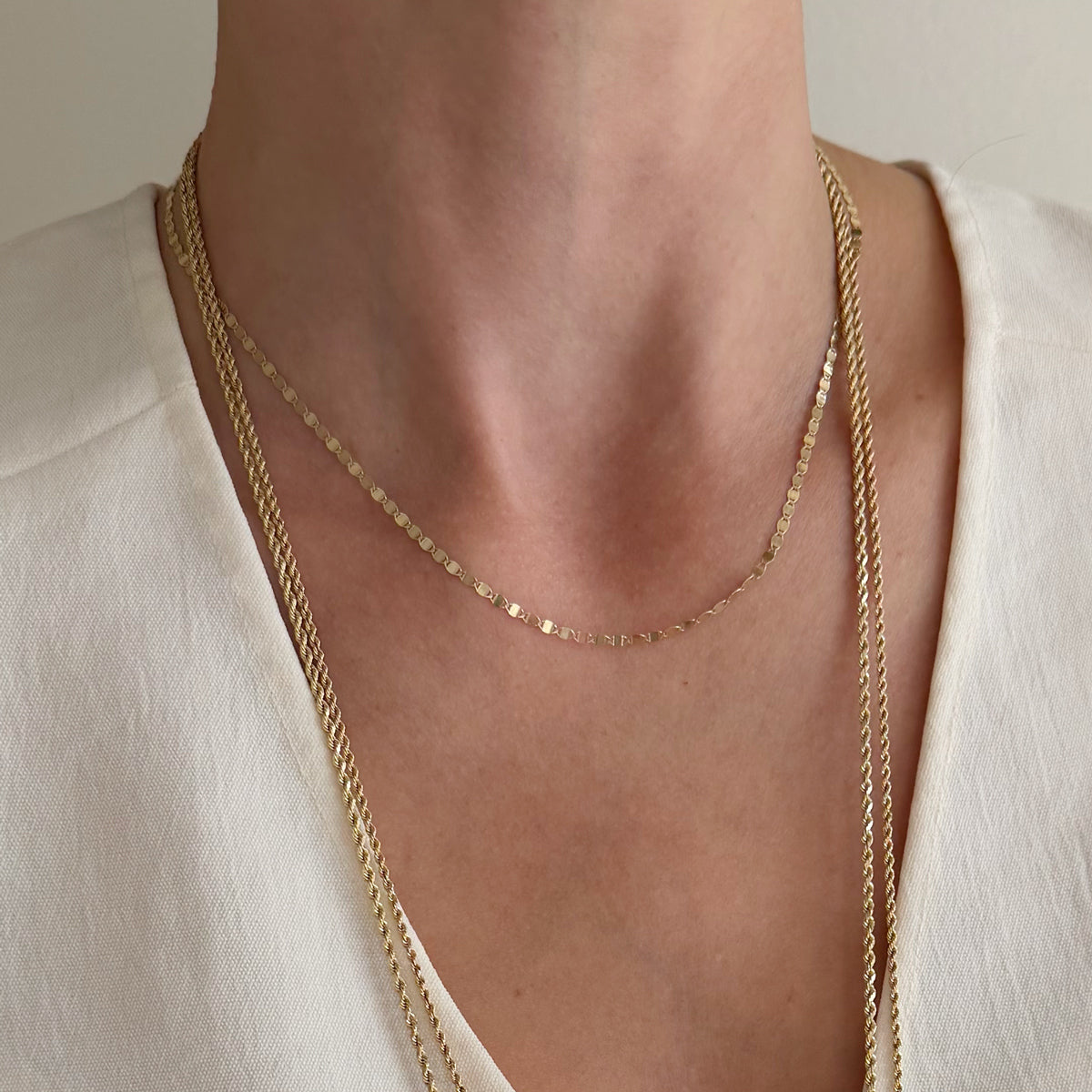 14K Mirror Valentino Chain Necklace 16 inch