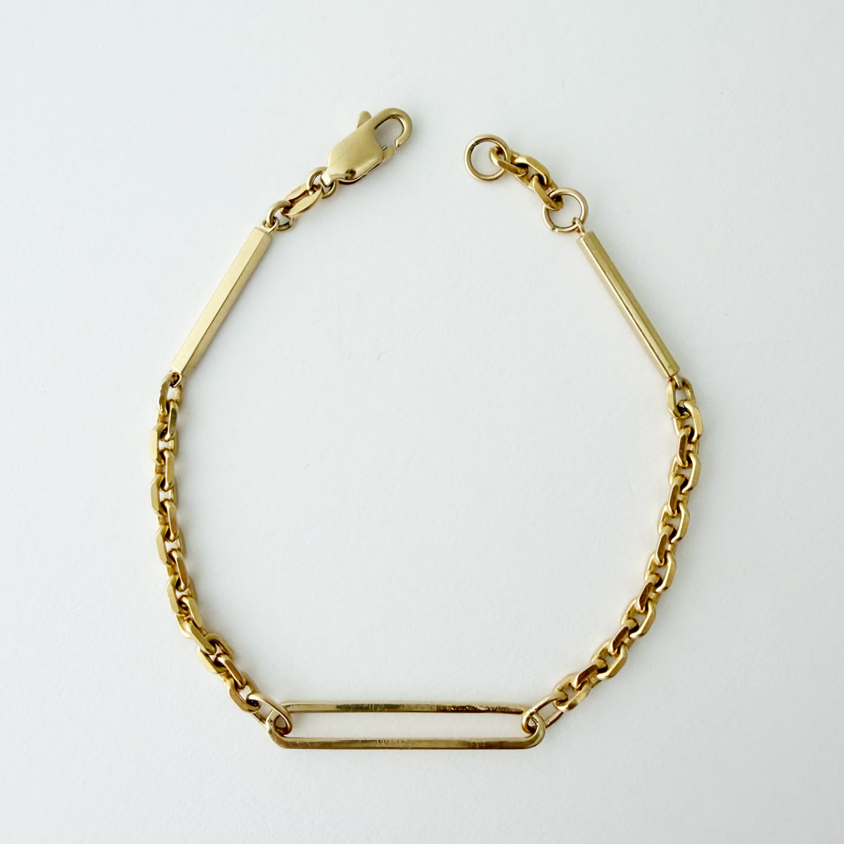 14K Gold Mixed Link Chain Bracelet - 7- 7.5 inch