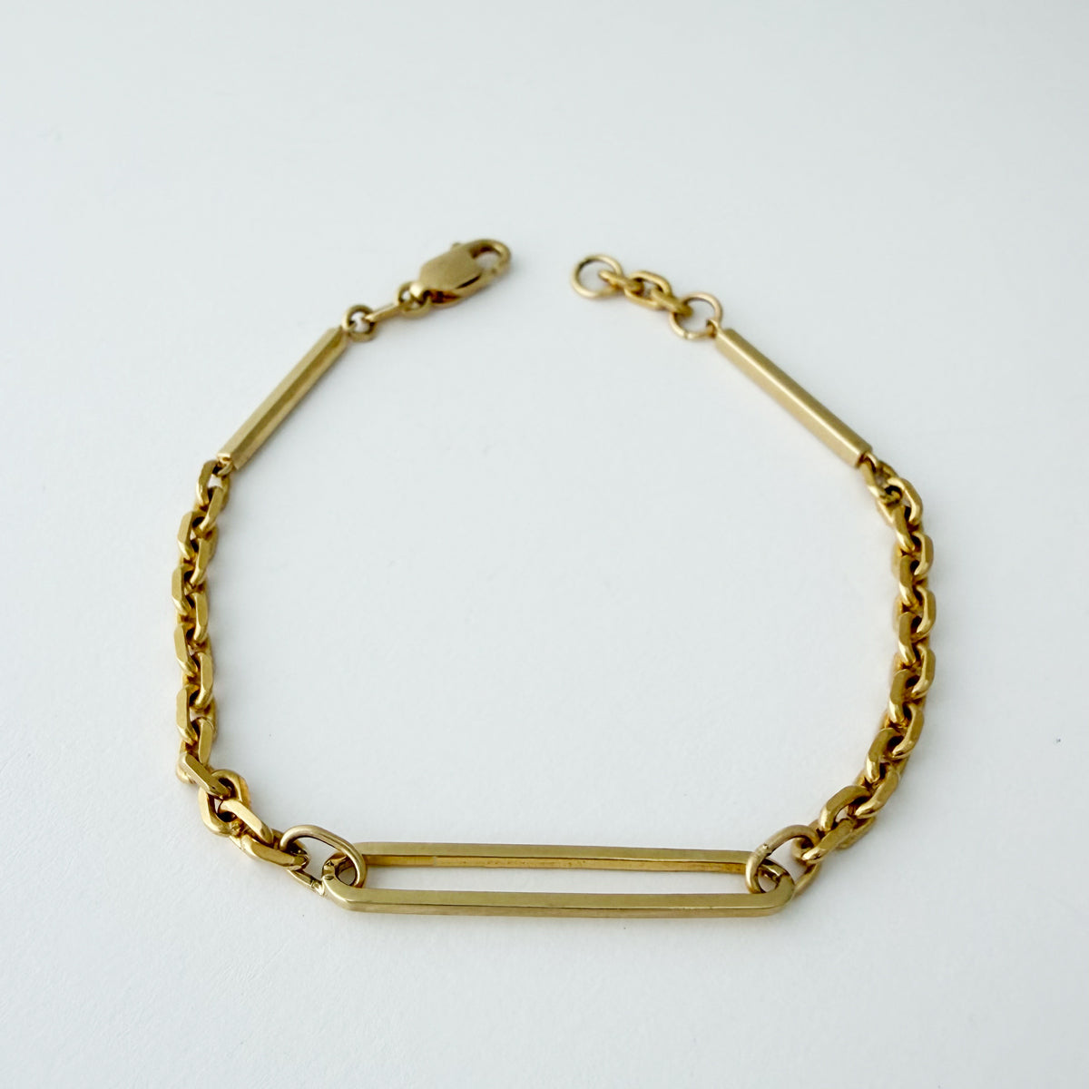 14K Gold Mixed Link Chain Bracelet - 7- 7.5 inch
