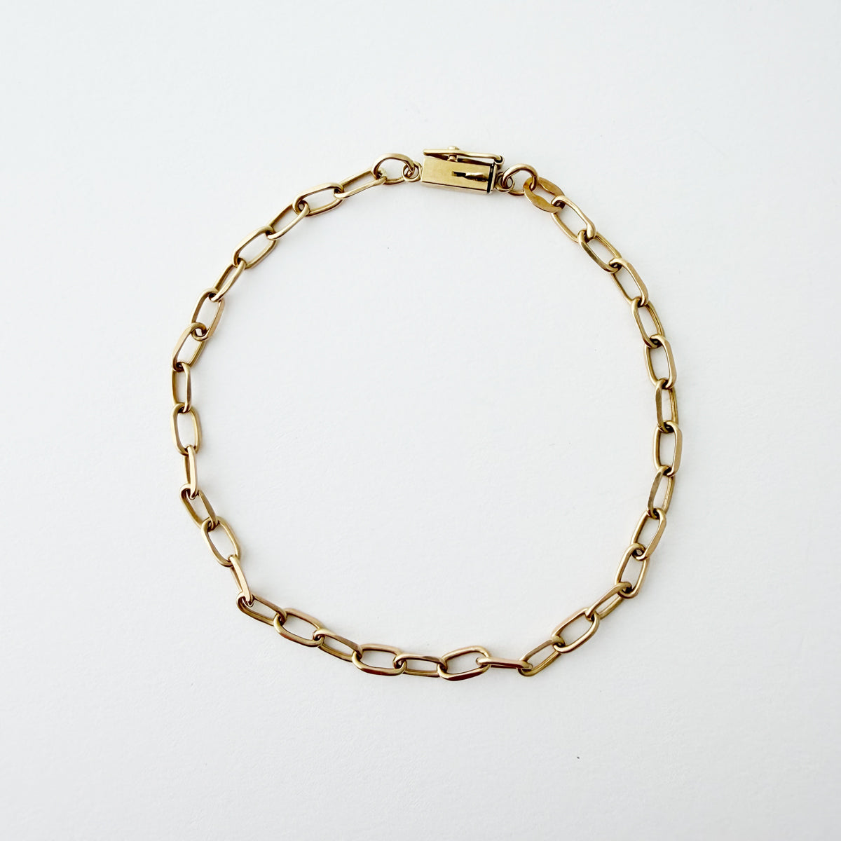 14K Yellow Gold Oval Link Charm Bracelet - 7.5 inch