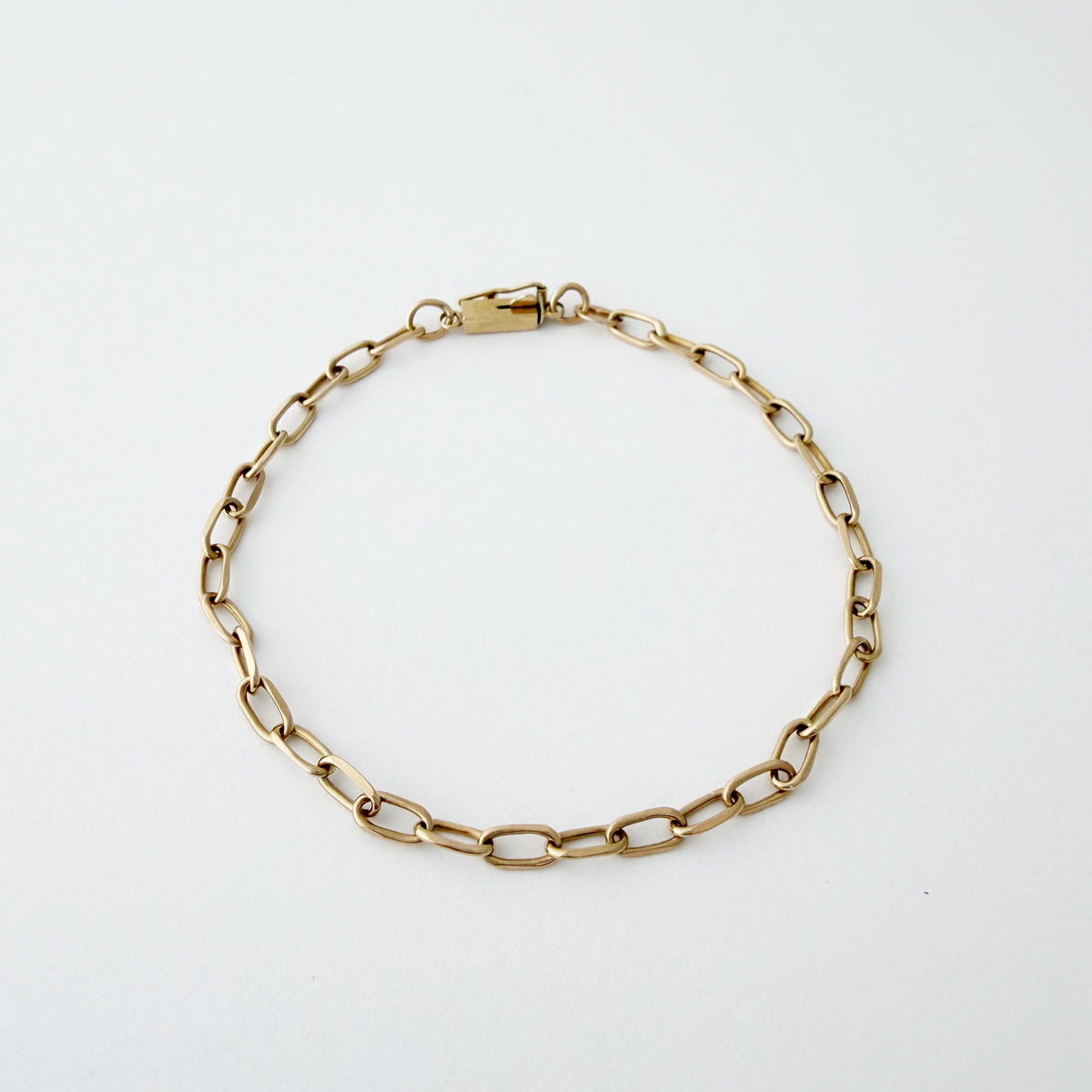 14K Yellow Gold Oval Link Charm Bracelet - 7.5 inch