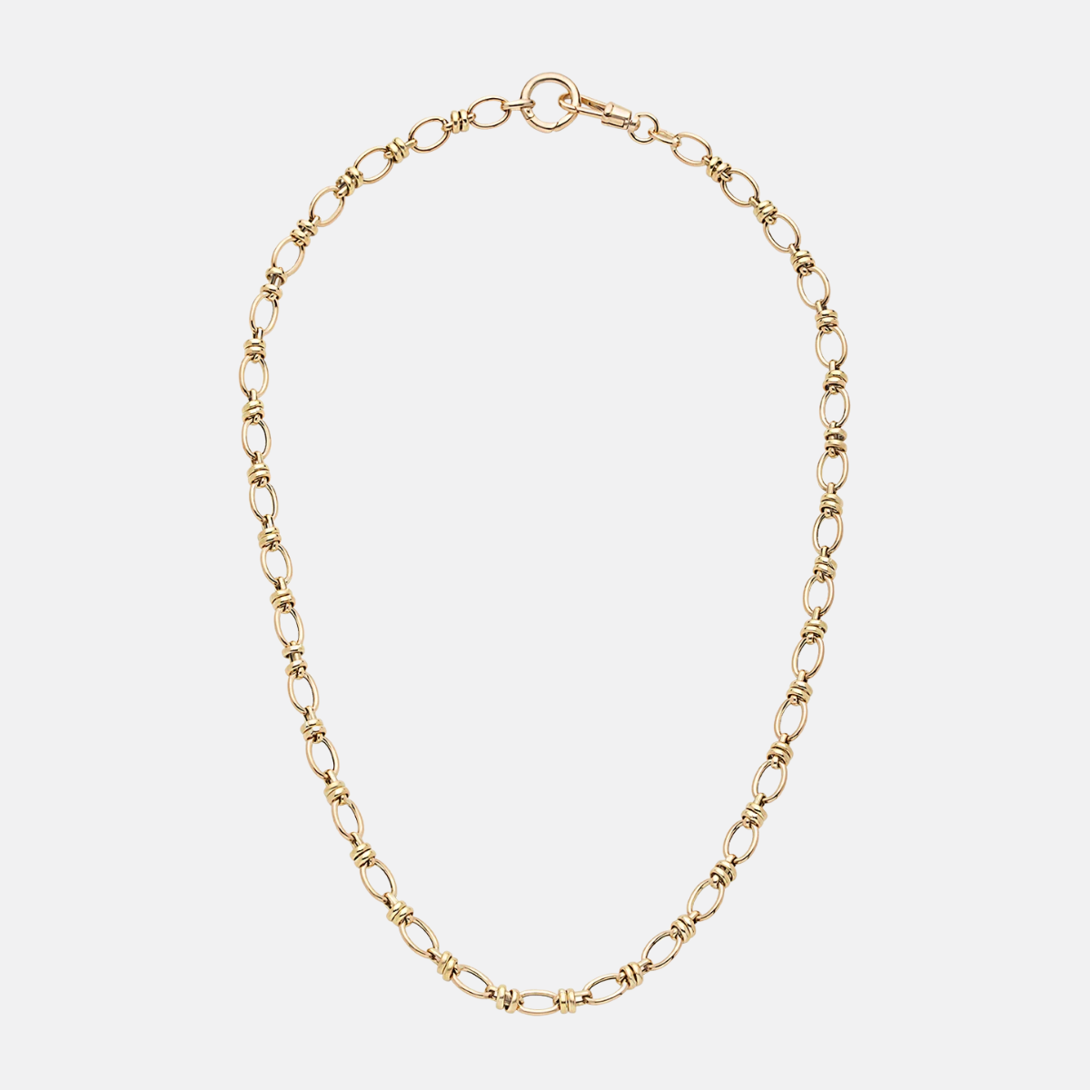 14K Oval mixed link with charm holder