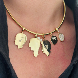 14K Gold Pavé Diamond Initial Silhouette Charm Necklace - Vana Chupp Studio