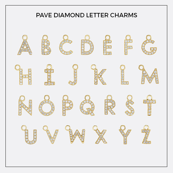 Pave Diamond Letter Charms