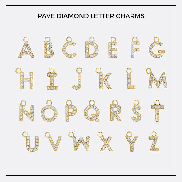Pave Diamond Letter Charms - Vana Chupp Studio