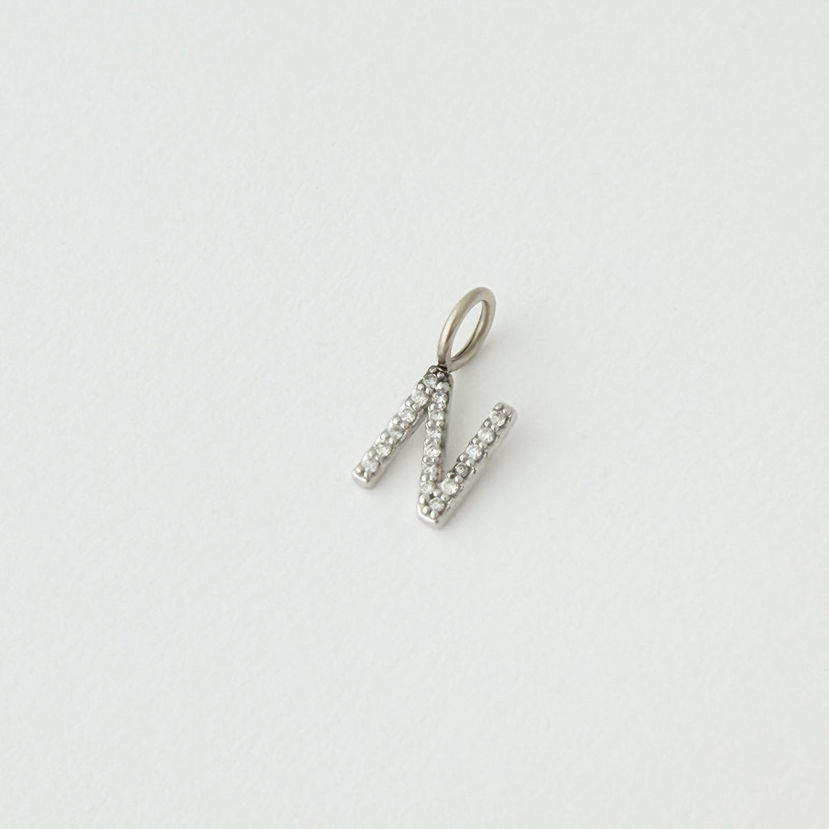 14K White Gold N Diamond Charm