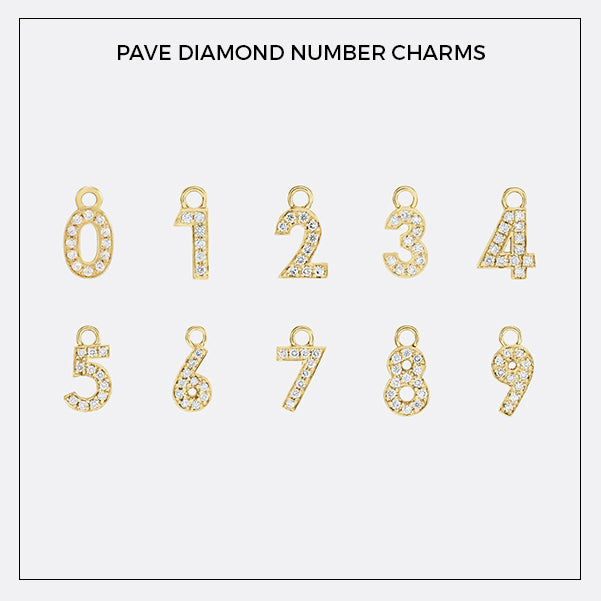 Pave Diamond Number Charms