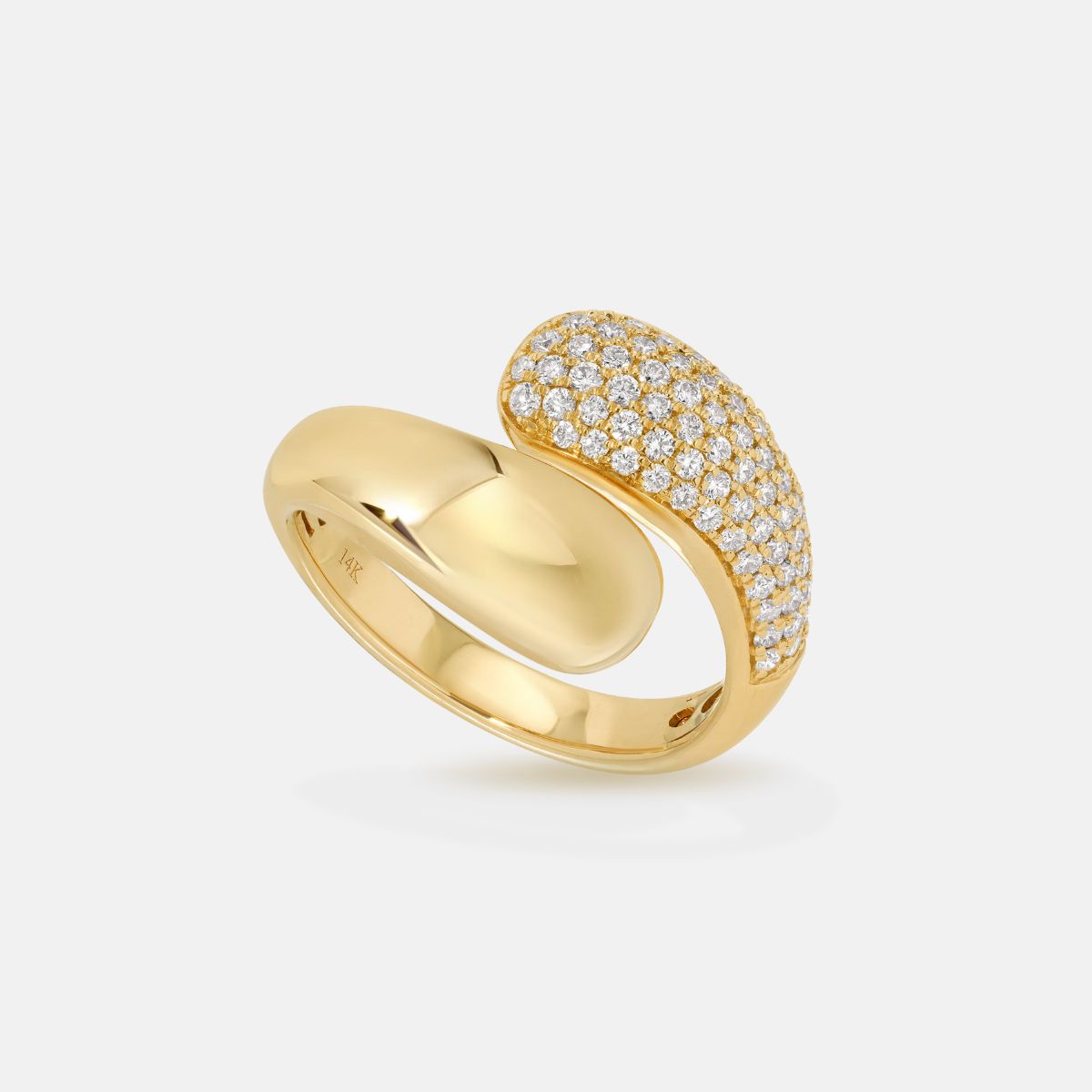 14K Pavé Diamond Bypass Ring