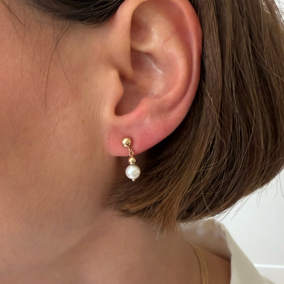 14K Fresh Water Pearl Drop Earrings