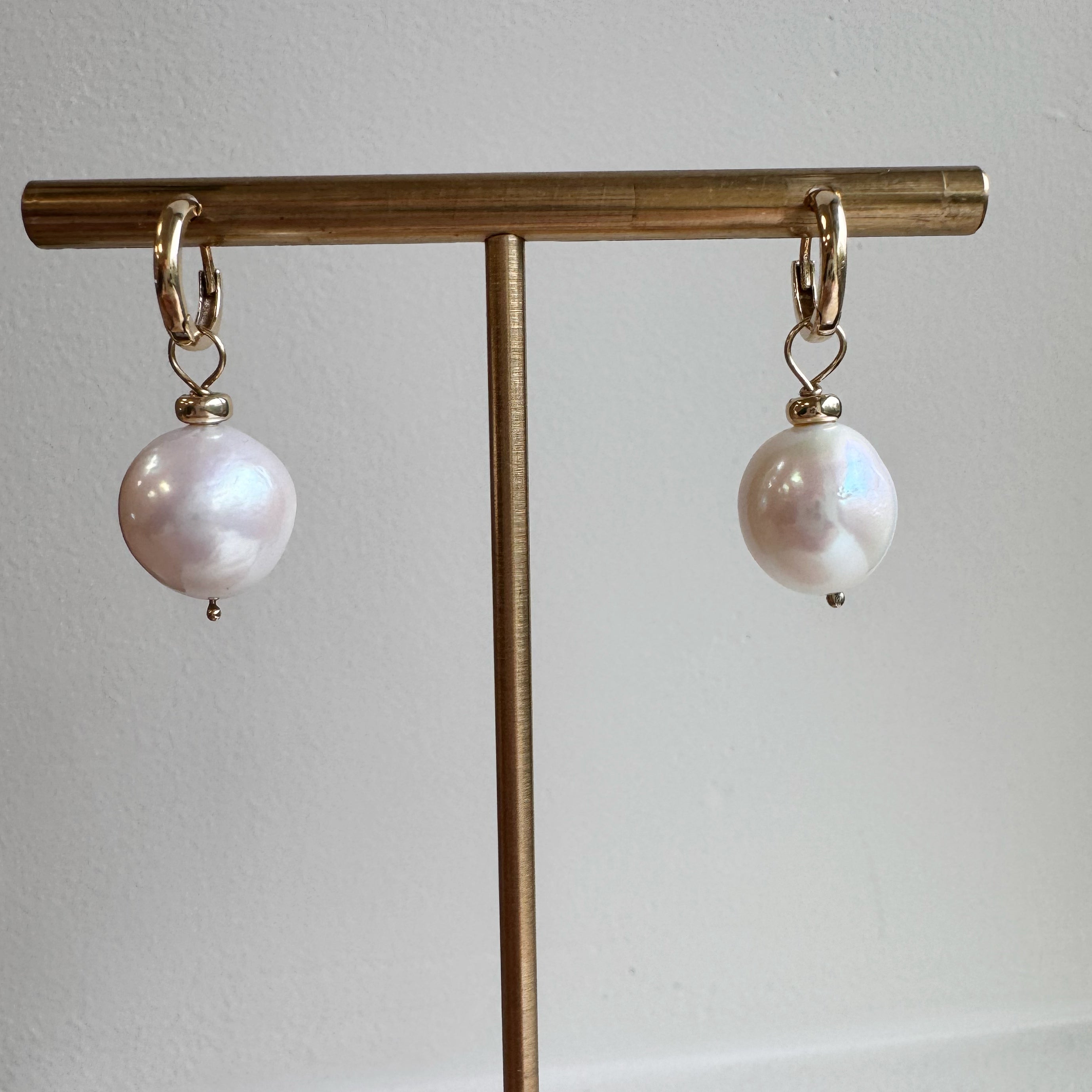 14K Jumbo Fresh Water Pearl Earrings