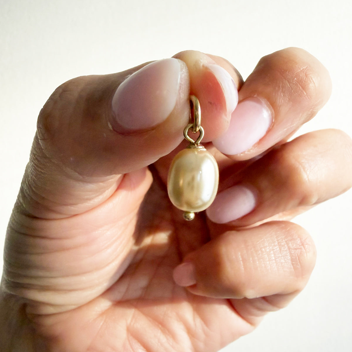 14K Champagne Baroque Pearl Charm