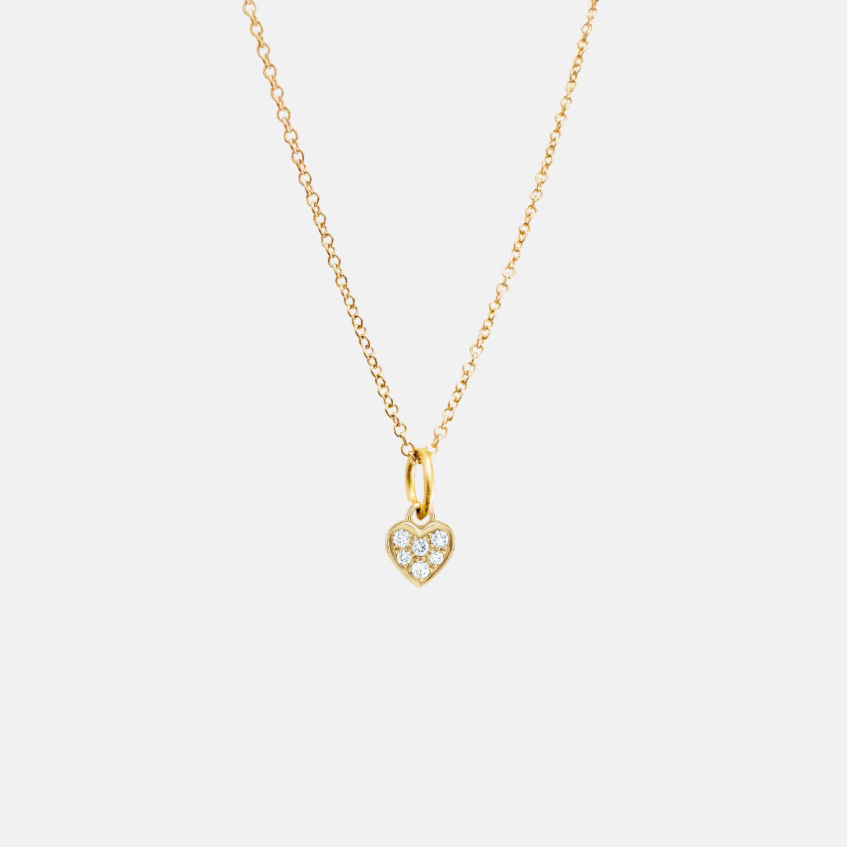 14K Yellow Gold Petite Diamond Heart Necklace - Sample Sale