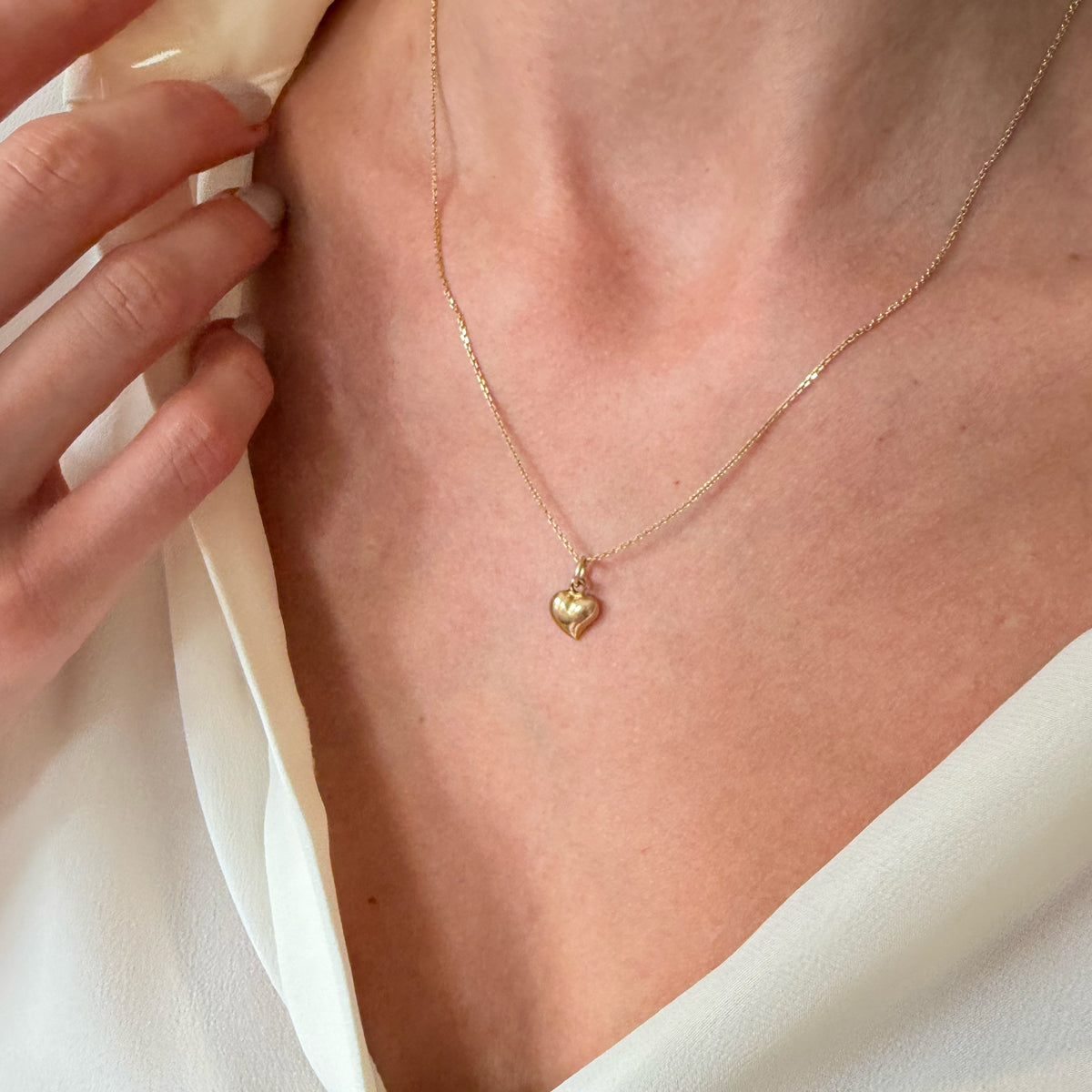 14K Yellow Puff Heart Charm