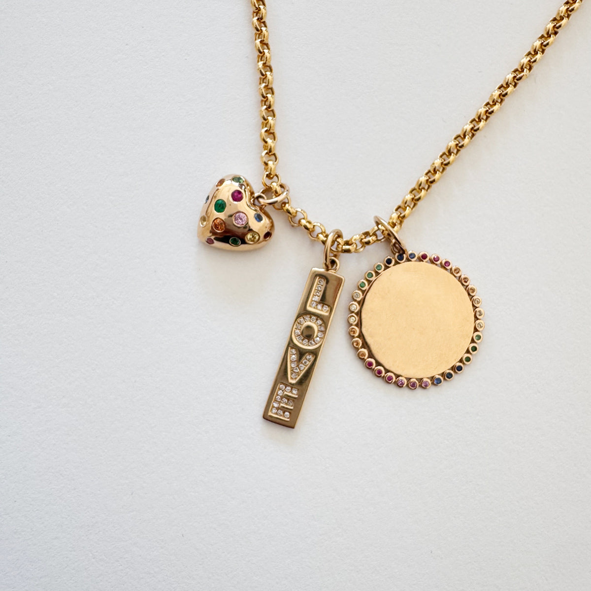 14K Gemstone Mushroom Charm