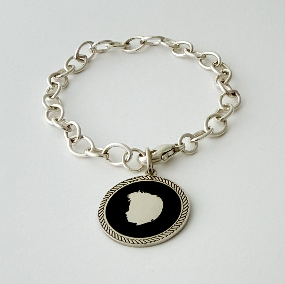Sterling Silver Enamel Charm Bracelet - 6.25 inches