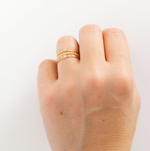 14K Yellow Gold Petite Diamond Ring