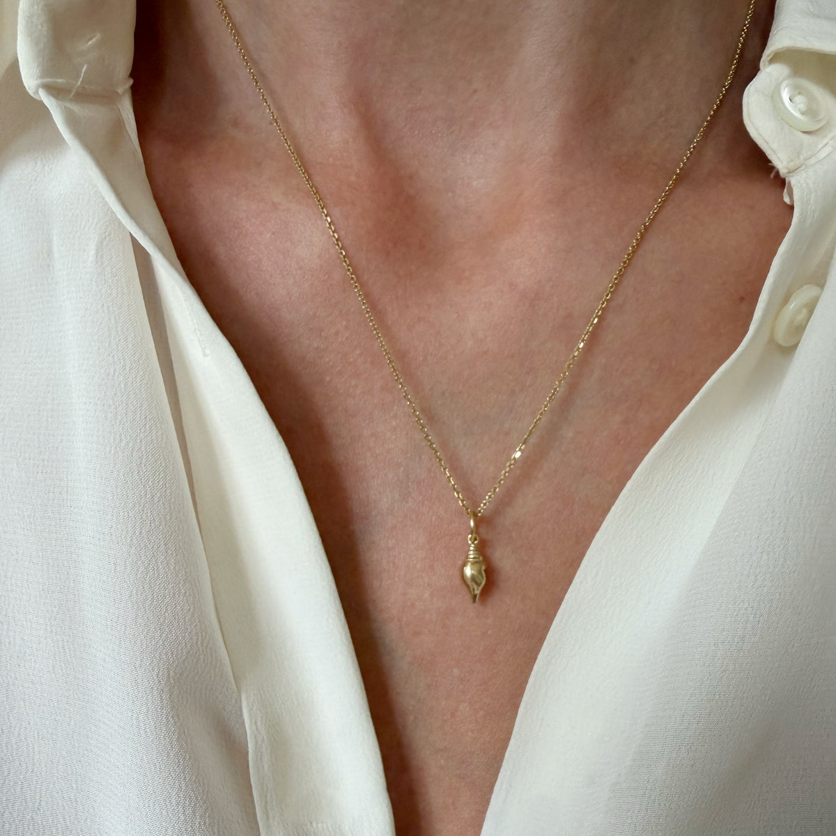 14K Gold 3D Sea Shell Charm