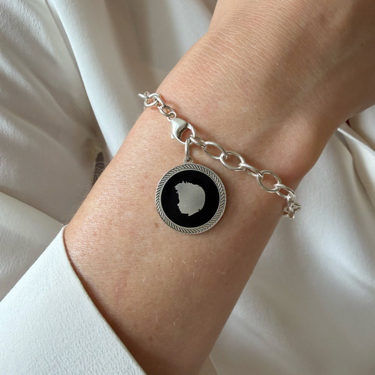 Sterling Silver Enamel Charm Bracelet - 6.25 inches