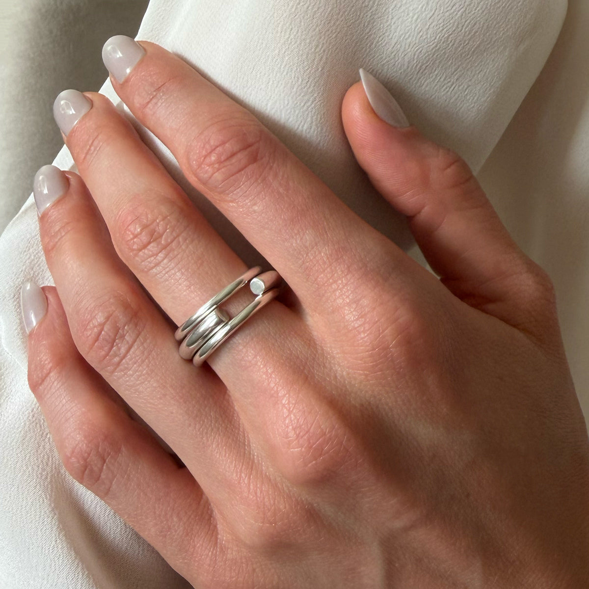 Sterling Silver Three Ring Set - Size 6