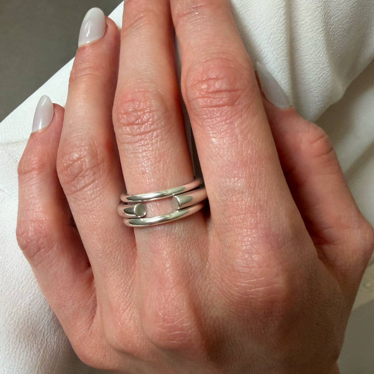 Sterling Silver Three Ring Set - Size 6