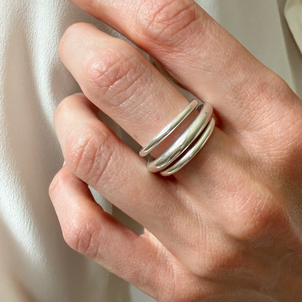 Sterling Silver Three Ring Set - Size 6