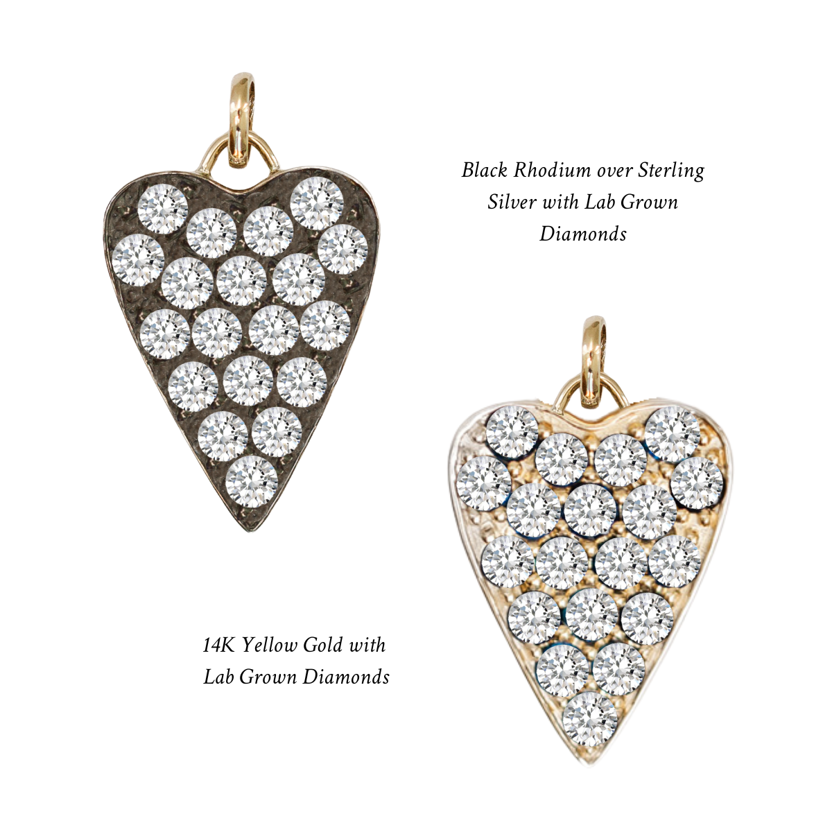 The Medium Elongated Pavé Heart Pendant - Vana Chupp Studio