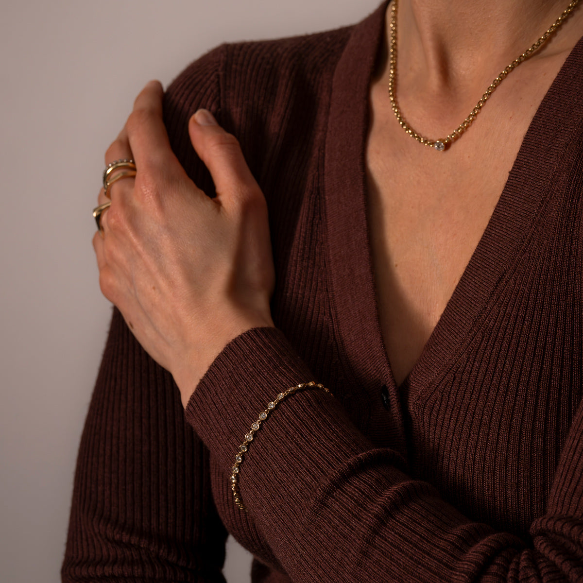 Button Back Diamond Bracelet