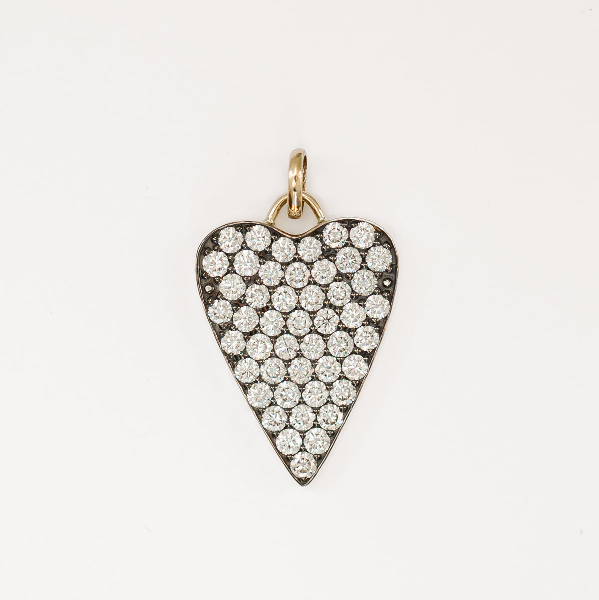 The Large Elongated Pavé Heart Pendant - Vana Chupp Studio