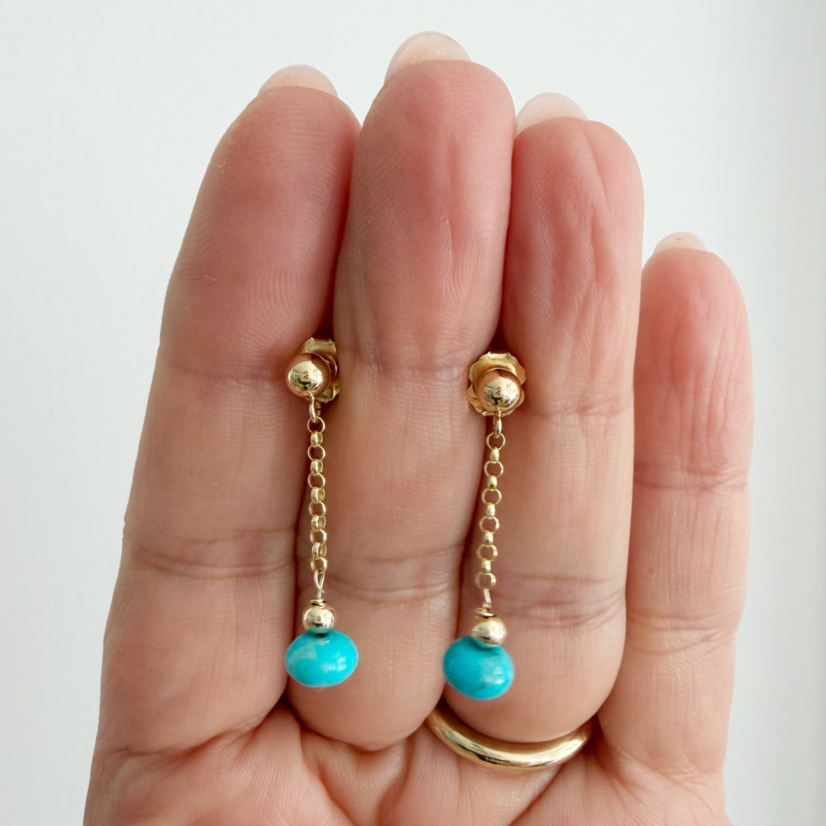 14K Turquoise Drop Earrings