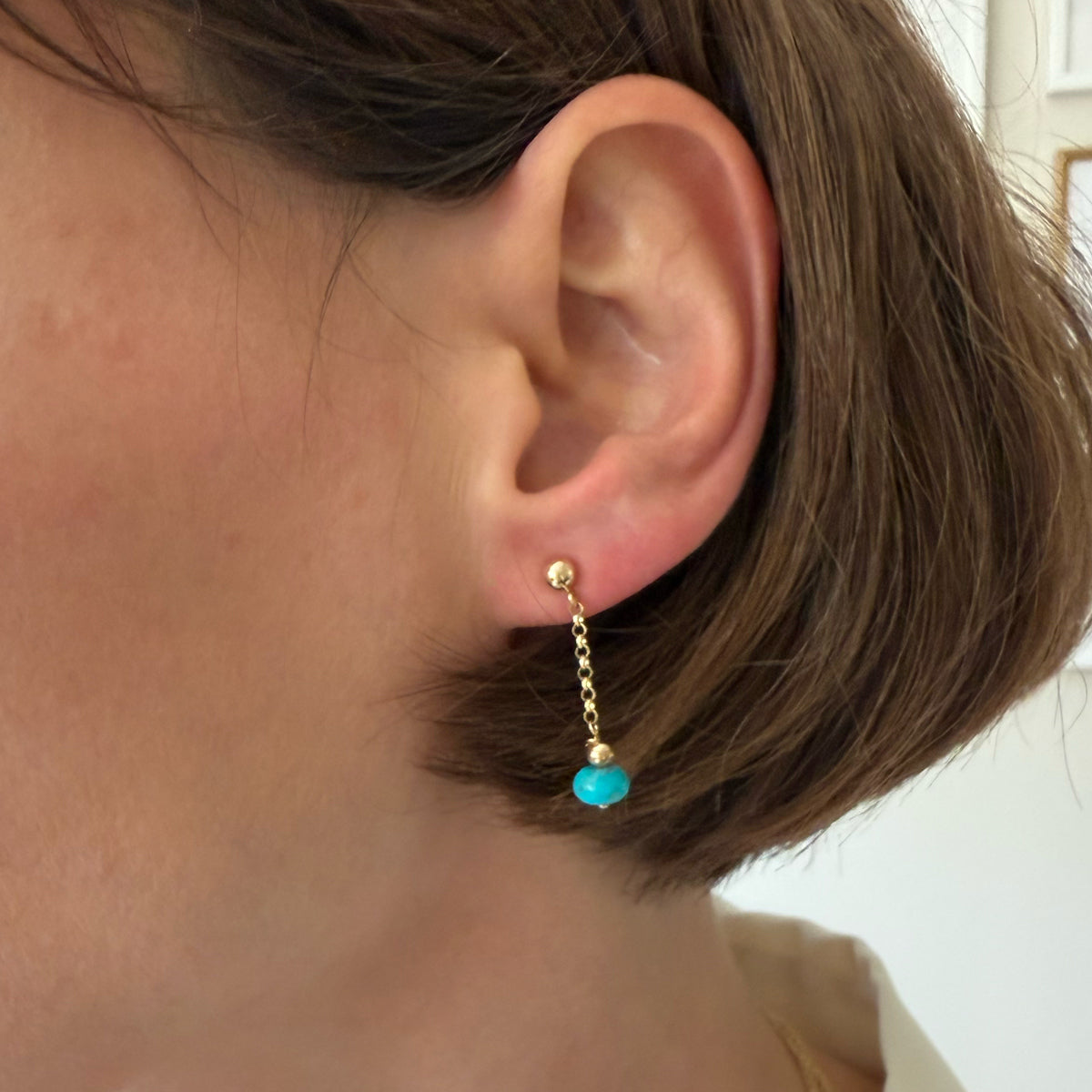 14K Turquoise Drop Earrings