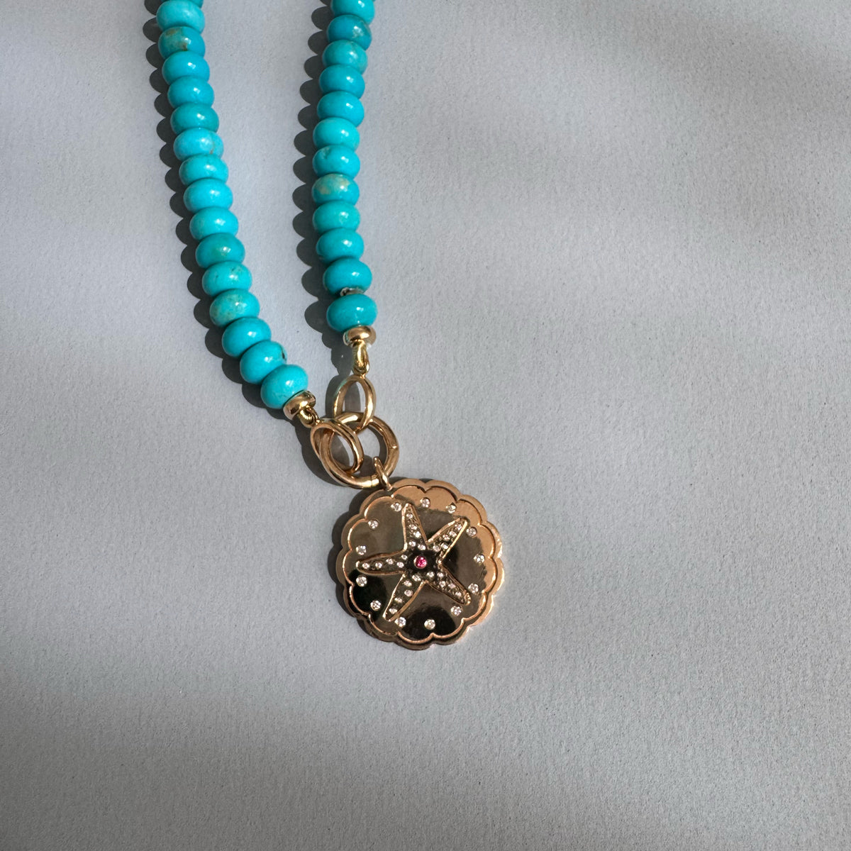 Turquoise Necklace with Charm Holder