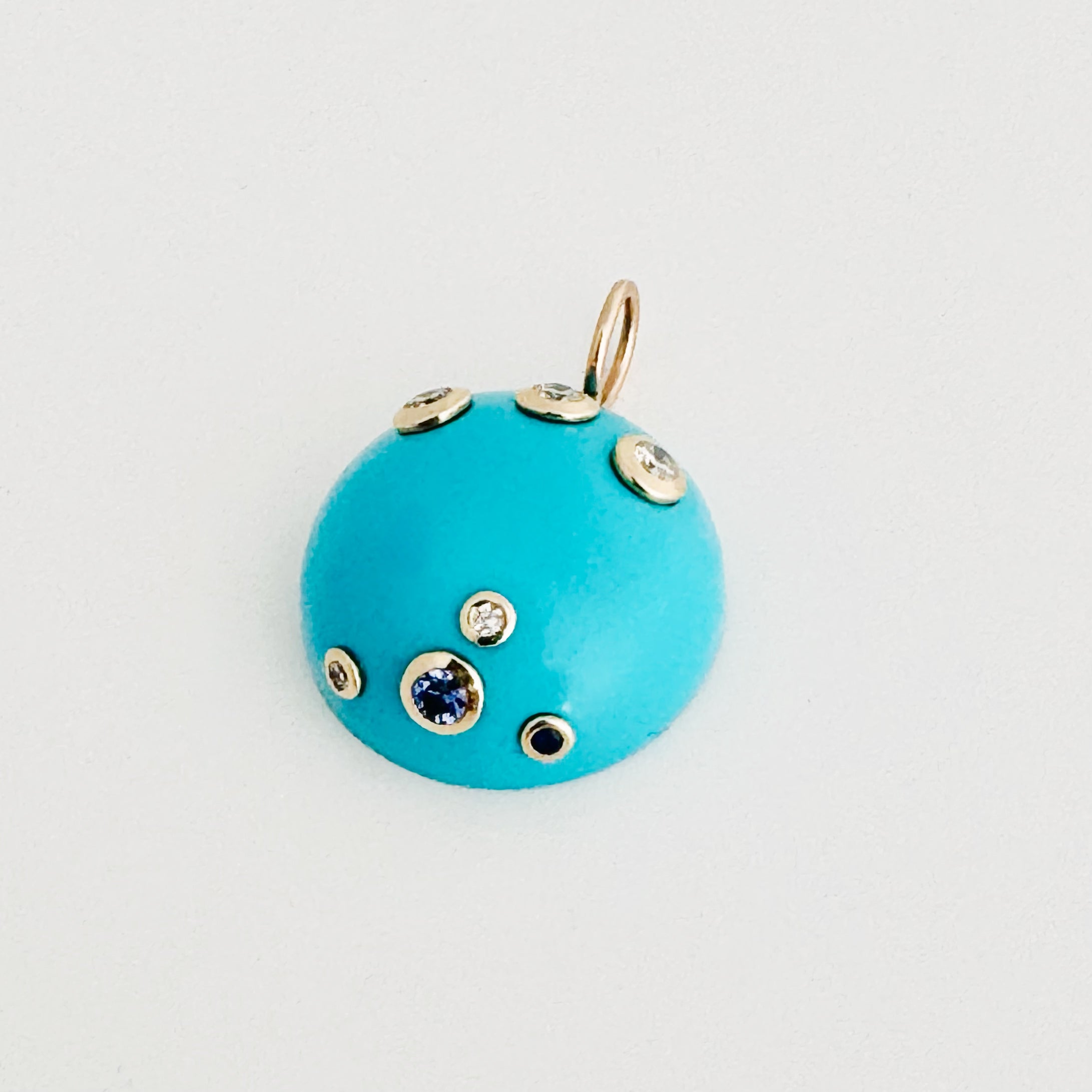 14K Turquoise with Sapphires Charm