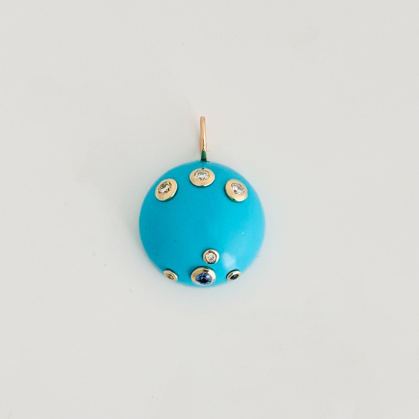 14K Turquoise with Sapphires Charm