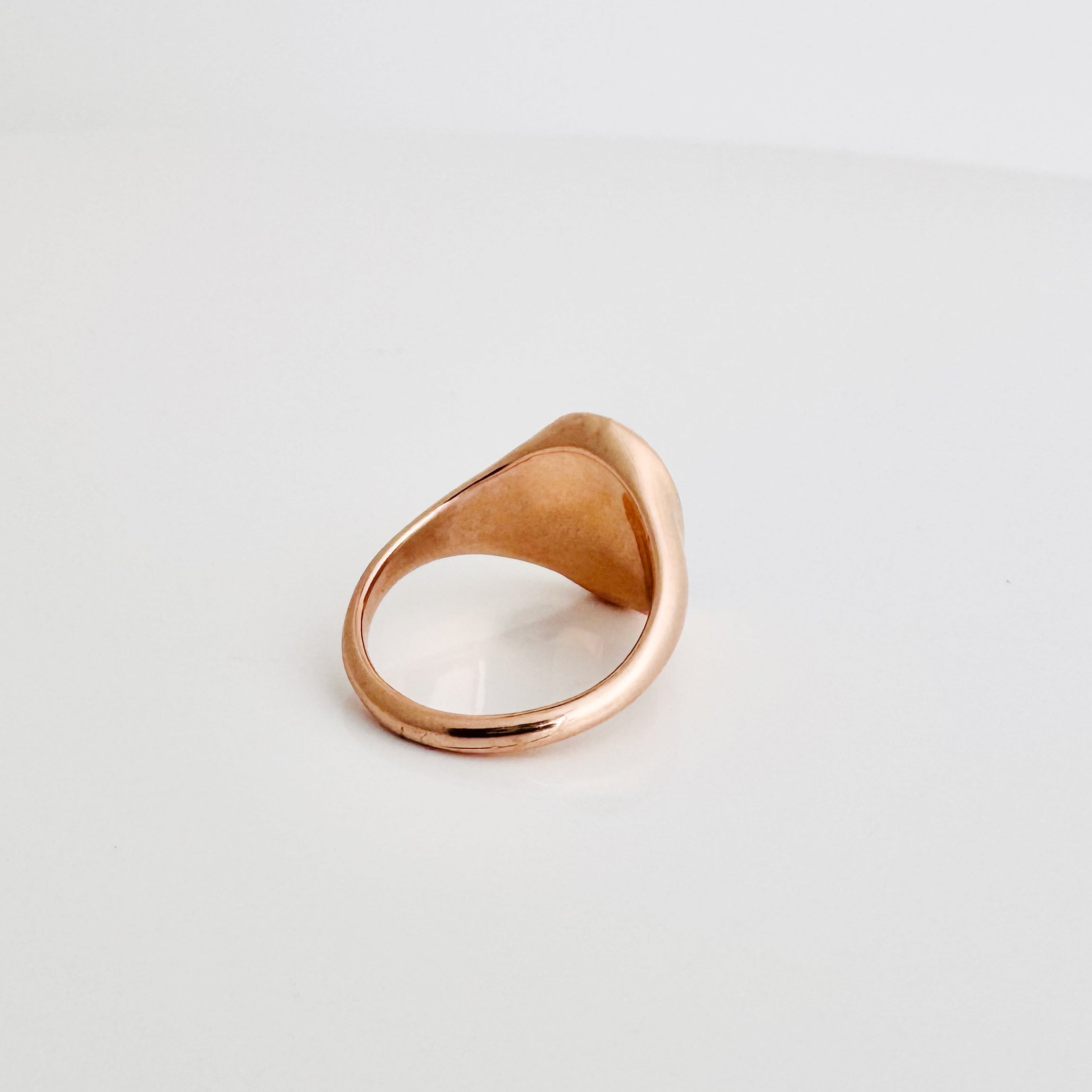 14K Rose Gold Turquoise Signet Ring - size 7